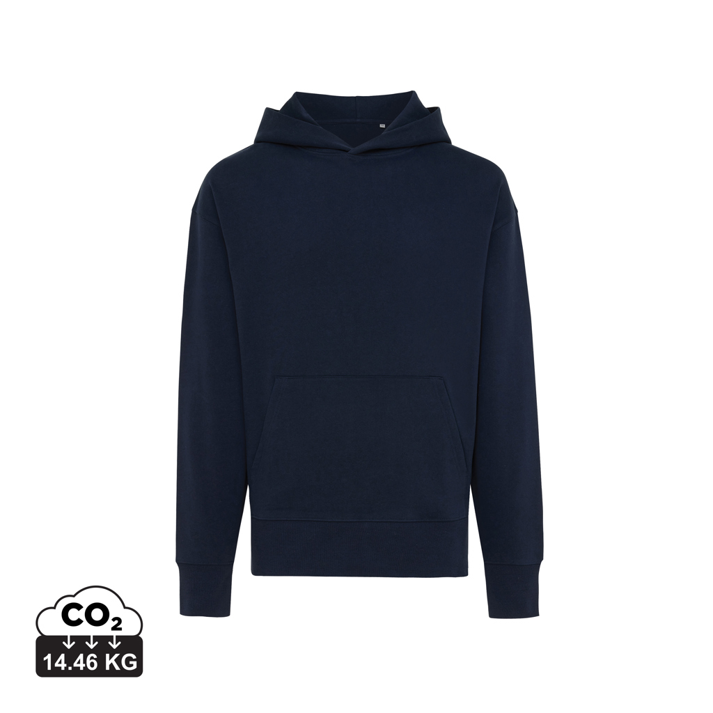 Sweat capuche personnalisable coton recyclé 340g unisexe Iqoniq Yoho Bleu marine